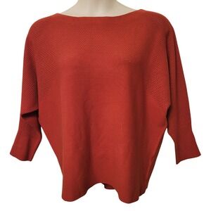Vila Milano Orange Knit Sweater Batwing‎ Dolman Sleeve Sweater Top XL Earthy